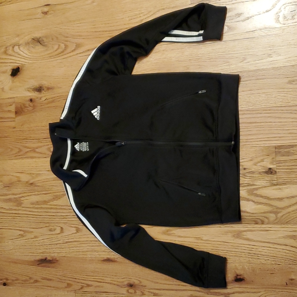 ADIDAS ZIP UP SWEATSHIRT M 10/12 BLACK WHITE Athletic